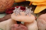 0.10 Carat (cttw) Round White Diamond Snowflake Ladies Stud Earring Sterling Silver