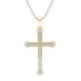 0.20 Carat (cttw) Round Diamond Men's Ladies Unisex Religious Cross Pendant 1/5 CT 10K Yellow Gold