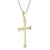 0.20 Carat (cttw) Round Diamond Men's Ladies Unisex Religious Cross Pendant 1/5 CT 10K Yellow Gold