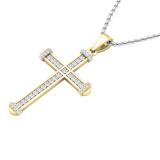 0.20 Carat (cttw) Round Diamond Men's Ladies Unisex Religious Cross Pendant 1/5 CT 10K Yellow Gold