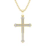 0.20 Carat (cttw) Round Diamond Men's Ladies Unisex Religious Cross Pendant 1/5 CT 10K Yellow Gold