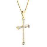 0.20 Carat (cttw) Round Diamond Men's Ladies Unisex Religious Cross Pendant 1/5 CT 10K Yellow Gold