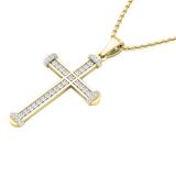 0.20 Carat (cttw) Round Diamond Men's Ladies Unisex Religious Cross Pendant 1/5 CT 10K Yellow Gold