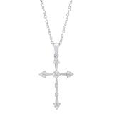 0.25 Carat (cttw) Round White Diamond Ladies Cross Pendant 1/4 CT 10K White Gold