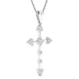 0.25 Carat (cttw) Round White Diamond Ladies Cross Pendant 1/4 CT 10K White Gold