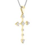0.25 Carat (cttw) Round White Diamond Ladies Cross Pendant 1/4 CT 10K Yellow Gold