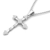 0.25 Carat (cttw) Round White Diamond Ladies Cross Pendant 1/4 CT 14K White Gold