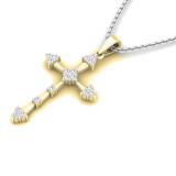 0.25 Carat (cttw) Round White Diamond Ladies Cross Pendant 1/4 CT 14K Yellow Gold