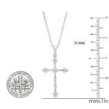 0.25 Carat (cttw) Round White Diamond Ladies Cross Pendant 1/4 CT 18K White Gold