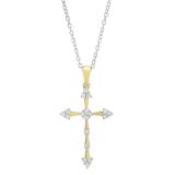0.25 Carat (cttw) Round White Diamond Ladies Cross Pendant 1/4 CT 18K Yellow Gold