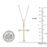 0.25 Carat (cttw) Round White Diamond Ladies Cross Pendant 1/4 CT 18K Yellow Gold