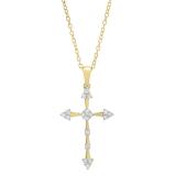 0.25 Carat (cttw) Round White Diamond Ladies Cross Pendant 1/4 CT 10K Yellow Gold