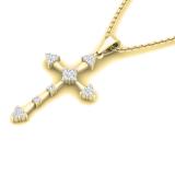 0.25 Carat (cttw) Round White Diamond Ladies Cross Pendant 1/4 CT 10K Yellow Gold