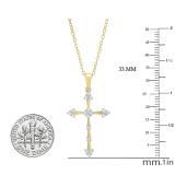 0.25 Carat (cttw) Round White Diamond Ladies Cross Pendant 1/4 CT 10K Yellow Gold