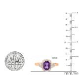 8X6 mm Cushion Amethyst and Round White Diamond Bridal Halo Engagement Ring 18K Rose Gold