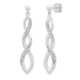 0.10 Carat (cttw) Round White Diamond Ladies Infinity Dangling Earrings 1/10 CT  Sterling Silver