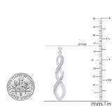 0.10 Carat (cttw) Round White Diamond Ladies Infinity Dangling Earrings 1/10 CT  Sterling Silver