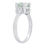 7.5 mm Round Aquamarine & White Diamond Ladies 3 Stone Engagement Ring 10K White Gold