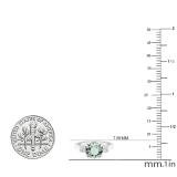 7.5 mm Round Aquamarine & White Diamond Ladies 3 Stone Engagement Ring 10K White Gold
