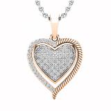 0.25 Carat (cttw) Round White Diamond Ladies Heart Pendant 1/4 CT 10K Rose Gold