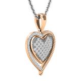 0.25 Carat (cttw) Round White Diamond Ladies Heart Pendant 1/4 CT 10K Rose Gold