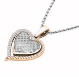 0.25 Carat (cttw) Round White Diamond Ladies Heart Pendant 1/4 CT 10K Rose Gold