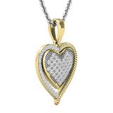 0.25 Carat (cttw) Round White Diamond Ladies Heart Pendant 1/4 CT 10K Yellow Gold