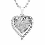 0.25 Carat (cttw) Round White Diamond Ladies Heart Pendant 1/4 CT 10K White Gold