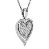 0.25 Carat (cttw) Round White Diamond Ladies Heart Pendant 1/4 CT 10K White Gold