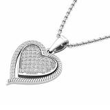 0.25 Carat (cttw) Round White Diamond Ladies Heart Pendant 1/4 CT 10K White Gold