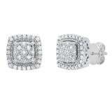 0.20 Carat (cttw) Round White Diamond Cushion Shape Stud Earrings 1/5 CT Sterling Silver