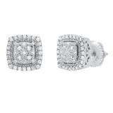 0.20 Carat (cttw) Round White Diamond Cushion Shape Stud Earrings 1/5 CT Sterling Silver