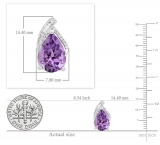 10X7 MM Each Pear Amethyst & Baguette & Round Diamond Ladies Stud Earrings Sterling Silver