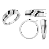 0.20 Carat (cttw) Round Black & White Diamond Men's Wedding Band 1/5 CT 14K White Gold