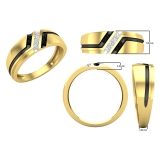 0.20 Carat (cttw) Round Black & White Diamond Men's Wedding Band 1/5 CT 14K Yellow Gold