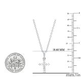 0.10 Carat (cttw) Round White Diamond Ladies Cross Pendant 1/10 CT 10K White Gold
