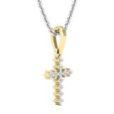 0.10 Carat (cttw) Round White Diamond Ladies Cross Pendant 1/10 CT 10K Yellow Gold