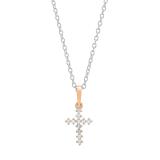 0.10 Carat (cttw) Round White Diamond Ladies Cross Pendant 1/10 CT 18K Rose Gold