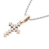 0.10 Carat (cttw) Round White Diamond Ladies Cross Pendant 1/10 CT 18K Rose Gold