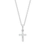 0.10 Carat (cttw) Round White Diamond Ladies Cross Pendant 1/10 CT 18K White Gold