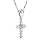 0.10 Carat (cttw) Round White Diamond Ladies Cross Pendant 1/10 CT 18K White Gold