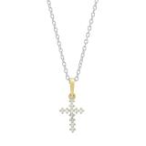 0.10 Carat (cttw) Round White Diamond Ladies Cross Pendant 1/10 CT 18K Yellow Gold