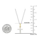 0.10 Carat (cttw) Round White Diamond Ladies Cross Pendant 1/10 CT 18K Yellow Gold