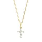 0.10 Carat (cttw) Round White Diamond Ladies Cross Pendant 1/10 CT 10K Yellow Gold