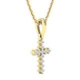 0.10 Carat (cttw) Round White Diamond Ladies Cross Pendant 1/10 CT 10K Yellow Gold