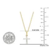 0.10 Carat (cttw) Round White Diamond Ladies Cross Pendant 1/10 CT 10K Yellow Gold