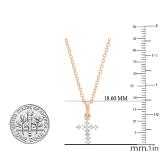0.10 Carat (cttw) Round White Diamond Ladies Cross Pendant 1/10 CT 18K Rose Gold