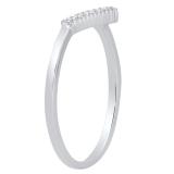 0.05 Carat (cttw) Round White Diamond Ladies Chevron Wedding Band 10K White Gold