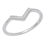 0.05 Carat (cttw) Round White Diamond Ladies Chevron Wedding Band 14K White Gold