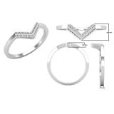 0.05 Carat (cttw) Round White Diamond Ladies Chevron Wedding Band 14K White Gold